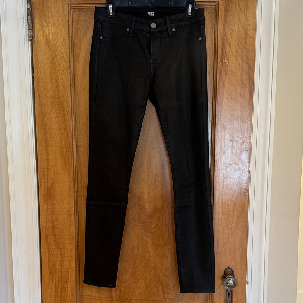 PAIGE Black Coated Verdugo Ultra Skinny Jeans